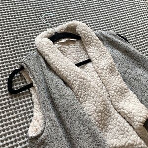 Bershka Sherpa Lined Gray Vest with Pockets S